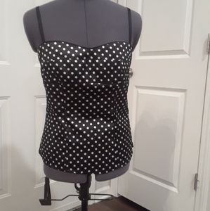Black polka dot sweetheart tank top